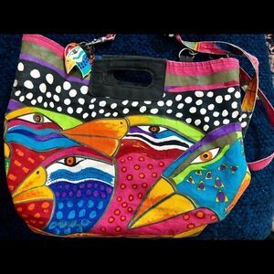 Beautiful artistic tote/ beach bag by Laurel Burch
